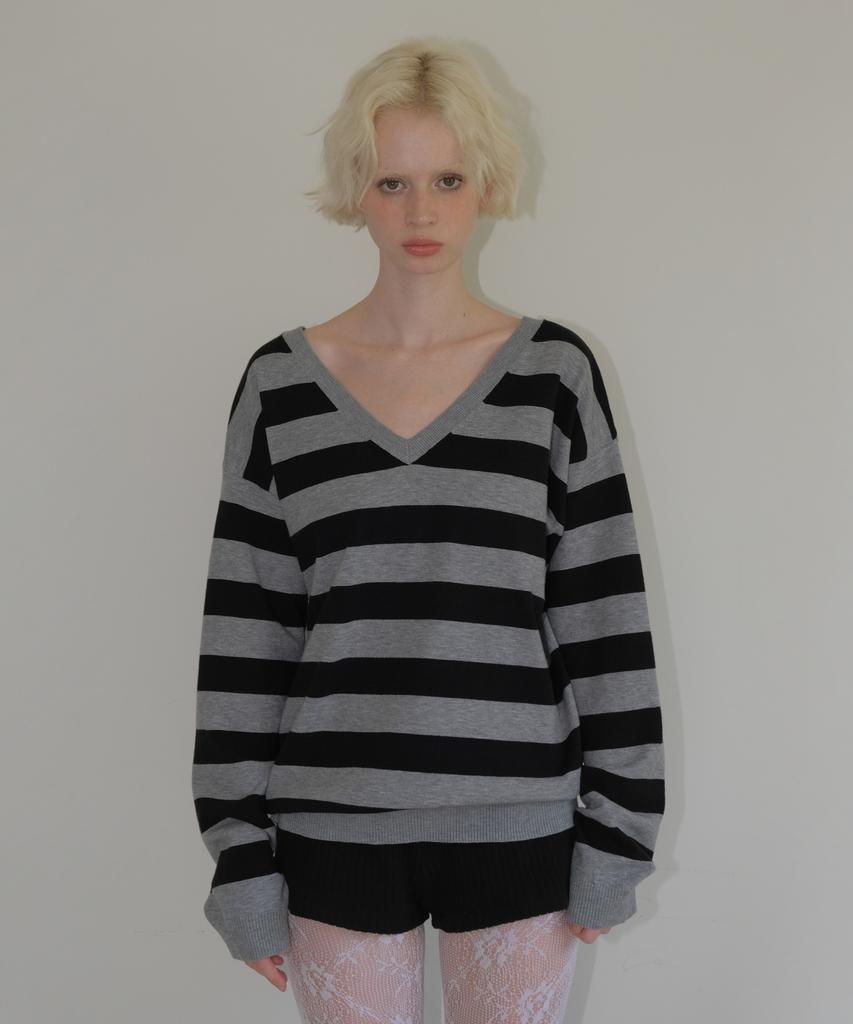 Kyuliti C One-Shoulder Striped Knit_Black