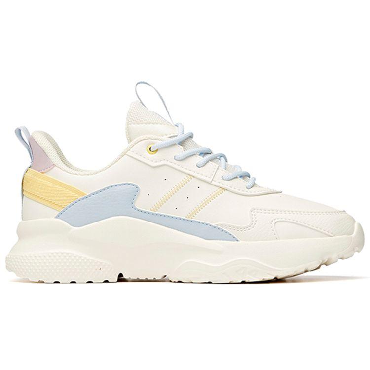 Anta Lifestyle Series Synthetic Leather Non-Slip Wear-Resistant Low-Top Dad Shoes Women Sneaker White Blue Yellow 922048823-3