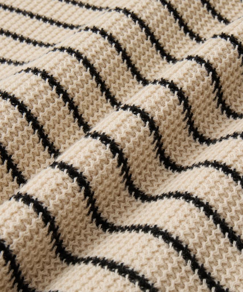 Beulaendideu Hard Twist Holiday Polo Knit [Ivory Stripe]