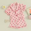 6M-4Y Valentine's Day Infant Toddler Kid Baby Girl Boy Clothes Set Short Sleeve Tops Heart Print Shorts Pajama Summer