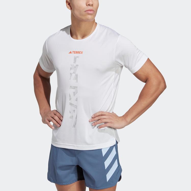 Adidas Agravic Trail Running Tee With Alphabet Print Men Top White HT9442