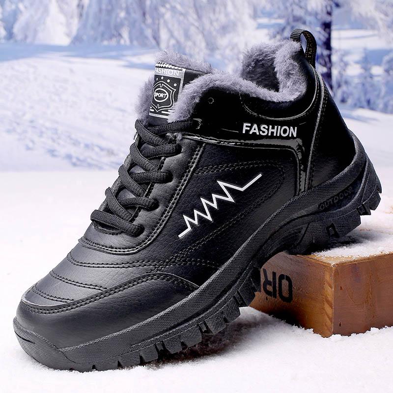 Winterschuhe Mutter Samt Warme Baumwollschuhe Lederoberfläche Wasserdicht Rutschfest Sportschuhe Kältebeständig Lederschuhe Schnee
