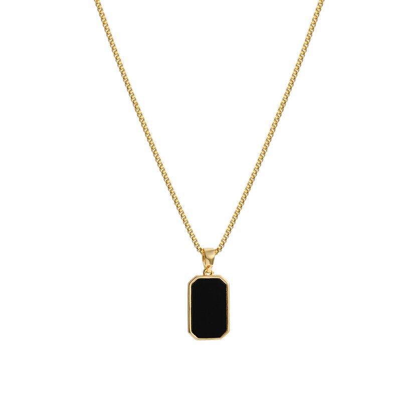 New Pendant Clavicle Chain Geometric Double-Sided Letter Box Necklace Ins Cold Wind Simple Temperament Trend