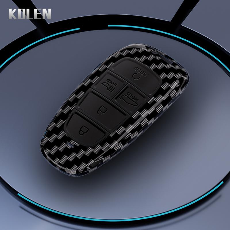 Abs Carbon Fiber Car Key Case Cover For Hyundai Sonata Sel Ev 6 8 Ioniq 5 Nexo Tucson Sonata  Grandeur  Sonata Limited