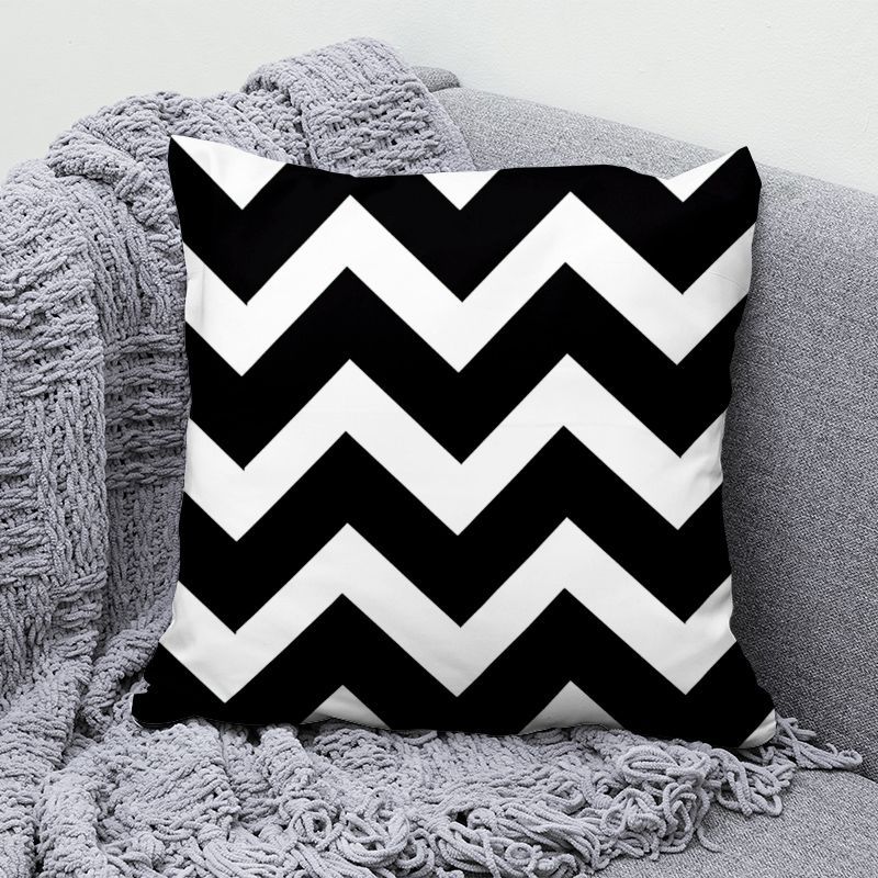 Simple Modern Black and White Geometric Pillow Cushion Living Room Sofa Pillow Back Super Pillow Case