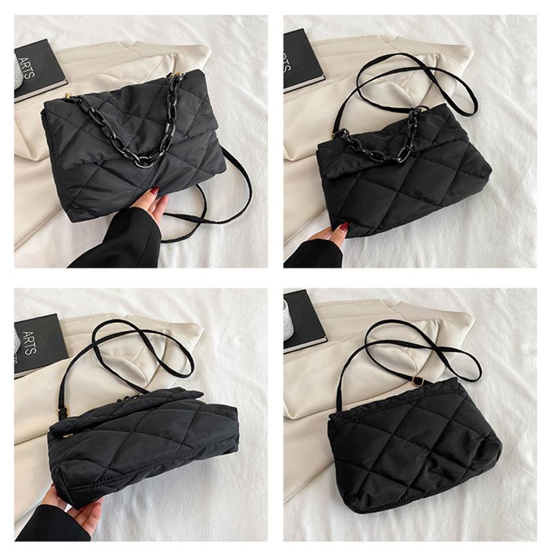 Grote capaciteit Crossbody vierkante tassen Casual ketting dames oksel tassen Mode gewatteerd All-match Winter eenvoudig voor meisjes winkelen