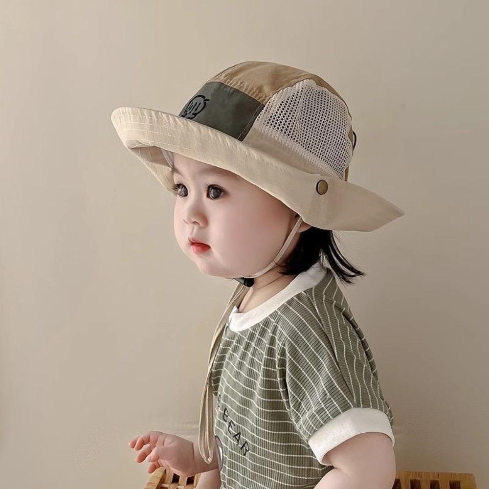 Mesh Drawstring Basin Cap Wide Brim Children Fisherman Hat New Kids Bucket Hats Outdoor