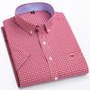 Men's Fashion Versatile Short Sleeve Oxford Shirt Single Chest Pocket Regular-fit Comfortable Pure Cotton Plaid Striped Casual Shirts