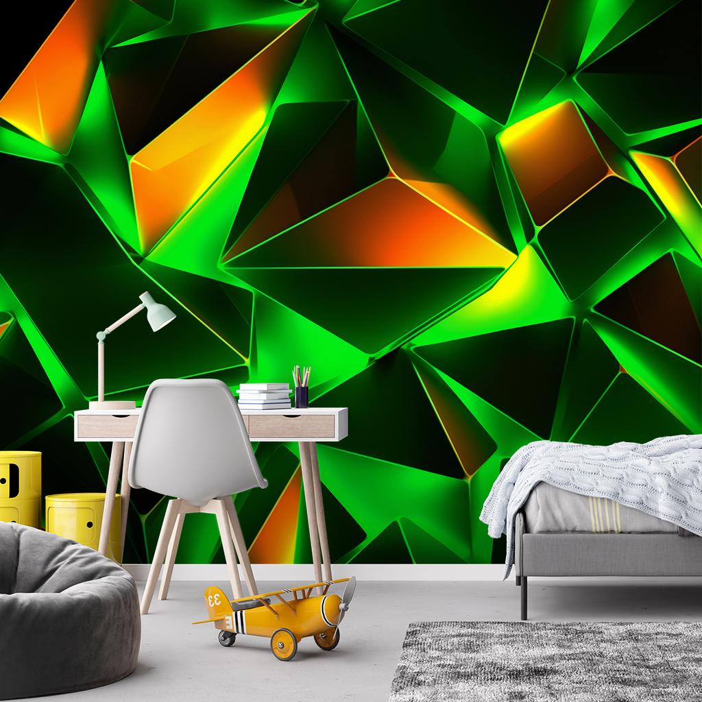 Tapete Grün geometrische Abstraktion 3D