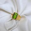 Green Peridot Sterling Silver Yellow Gold Overlay Signet Ring Jewelry