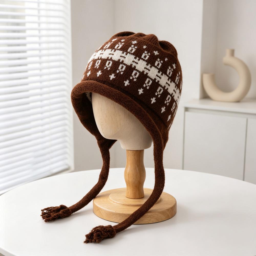 Tassel Tie Tassel Beanie Warm Knit Women Beanie New Knit Cap Autumn Winter Daily Wear