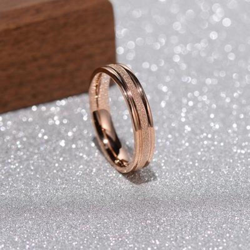 2025 Rose Gold Frosted Ring - Simple Korean Style for Female Students In Titanium Steel