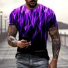 Summer Casual Hip Hop Streetwear New 3D Flame Men's T-shirt