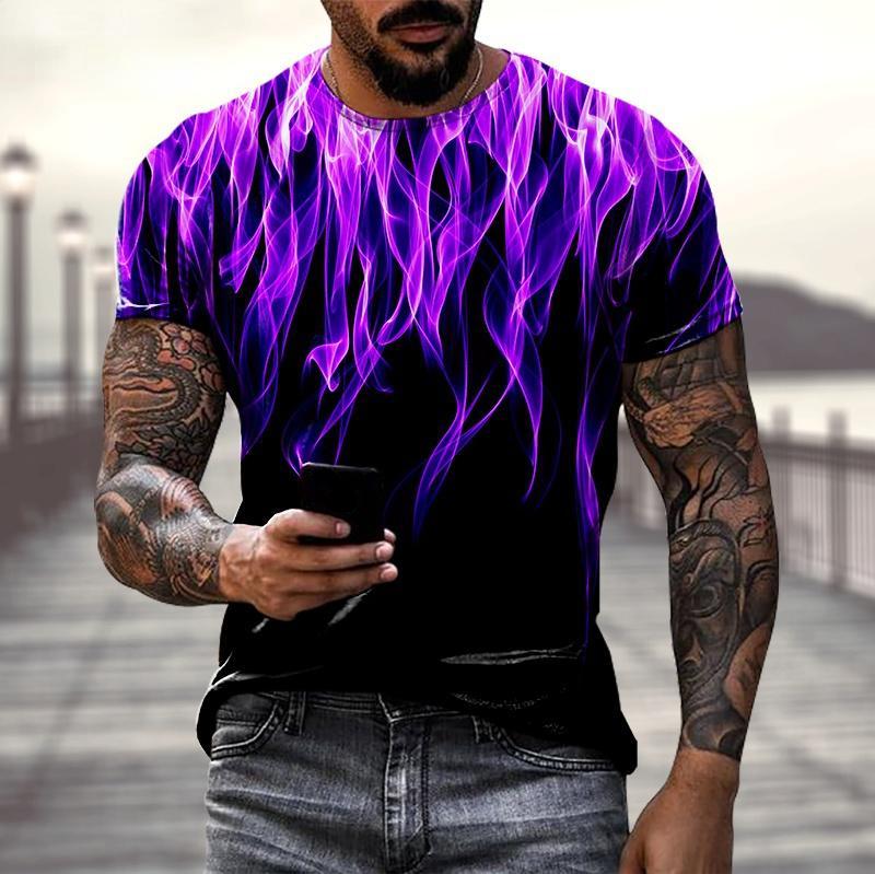 Summer Casual Hip Hop Streetwear New 3D Flame Men's T-shirt