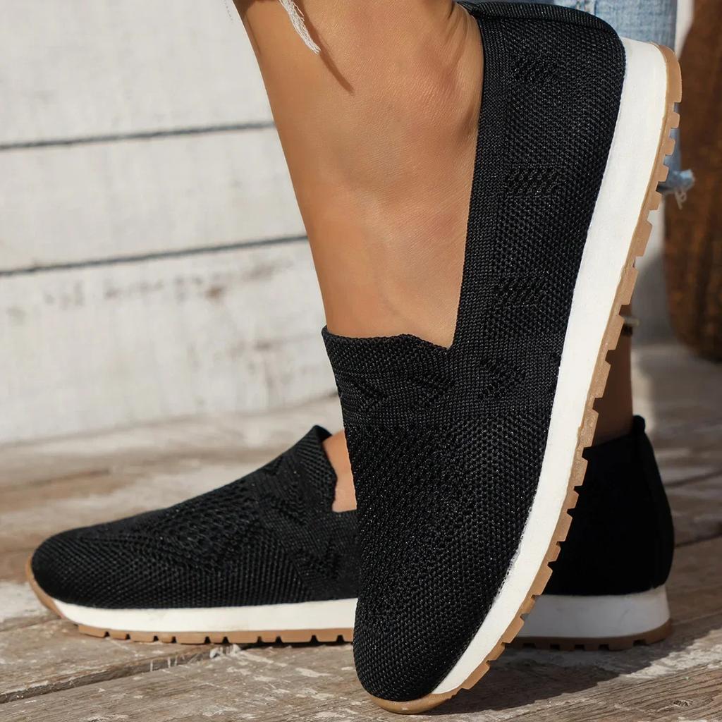 Autumn Women Shoes Knitting Sock Sneakers Women's Vulcanize Shoes Casual Breathable Sport Wedges Slip On Running Shoes