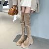Women Platform Shoes Flat Fur Warm Chelsea Boots  New Fashion Suede Over The Knee Boots Short Plush Cotton High Botas 2024