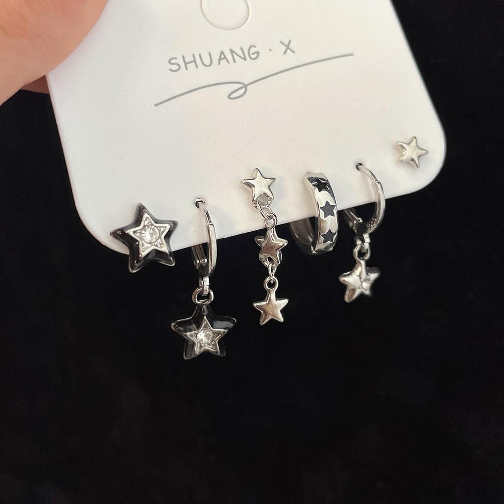 iF ME Korean Heart Butterfly Earrings for Women Crystal Star Piercing Earring Set Fashion Accessories Jewelry