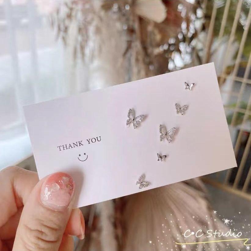iF ME Korean Heart Butterfly Earrings for Women Crystal Star Piercing Earring Set Fashion Accessories Jewelry