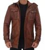 Cuir d'agneau véritable Élégant Formel Marron Halloween Manteau Trench Décontracté pour Homme