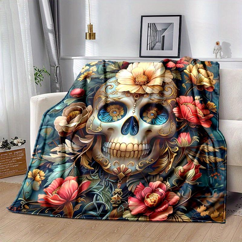 1pc Day of the Dead Design Blanket Soft & Cozy, Perfect Gift for Any Occasion,Living Room, Travel, Camping, Car Blankets
