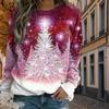 Herfst- en lentekleding Kerstboomprint Truien Tops voor dames Ronde hals Lange mouw