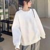 Felpa Girocollo da Donna Bianca Stile Coreano - Puro Cotone, Trendy per Primavera/Autunno 2024