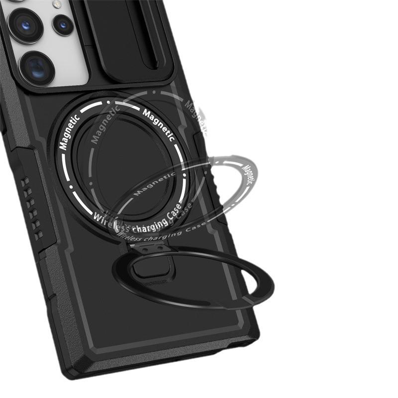 Novo Modelo Adequado para Samsung S25 Ultra Fulcrum Magnético Janela Push Capa de Celular Note20U Anti Queda Capa Protetora com Suporte