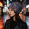 Slouchy Hat for Women Women's Geometry Print Hat, Casual Soft Stretch Skull Versatile Lazy Style Hair Tie Cap, Warm Cancer Chemo Headwear, Outdoor