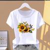 (Asian Size) Graphic Tee T Clothing Flower Trend Cute Style Casual Fashion Print Female Casual Women's Top Short Sleeve T-shirt