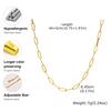 Gold Plated Stainless Steel Paperclip Chain Necklace For Women, Adjustable Rectangle Link Layering Choker Waterproof Jewelry
