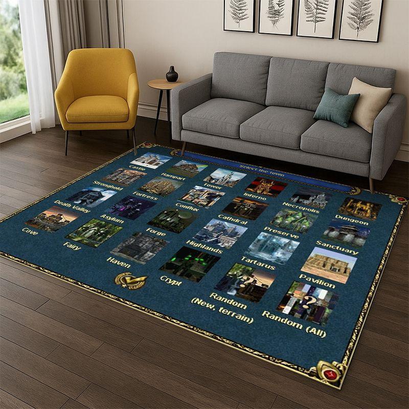 Retro Heroes of Might and Magic Karten-Spiel Teppich für Schlafzimmer Wohnzimmer Sofa Spielzimmer Fußmatte Heimdekoration, Teppich rutschfest