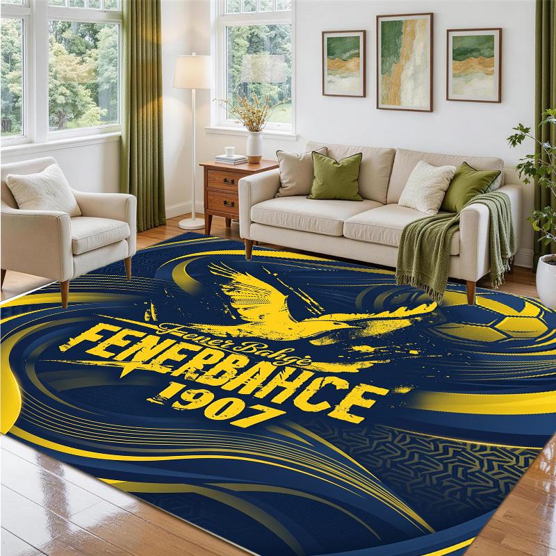 Fenerbahçe FC Design Crystal Velvet Rug Soft Decorative Mat for Bedroom Entrance