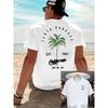 Men's Summer 100% Pure Cotton Fashionable Casual Loose California Beach Coconut Print Sports Short Sleeved T-shirt