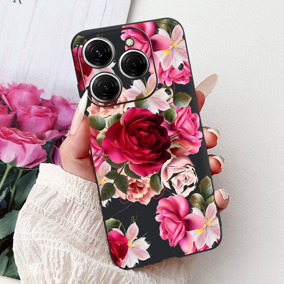 Luxury Matte Silicone Soft Case For Tecno Spark 20 20Pro 20 Pro+ 4G 5G Spark 20C KJ7 KJ6 KJ5 BG7 Capa Flower Loving Heart Cover