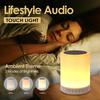 Night Light with Bluetooth Speaker Portable Wireless TF Card Alarm Clock Bluetooth Speaker Touch Control Color LED Bedside Table Lamp