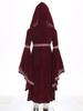 Kids Girls Halloween Princess Robe: Complete Medieval Cosplay Outfit with Hood, Trumpet Sleeves & Detailed Embroidery