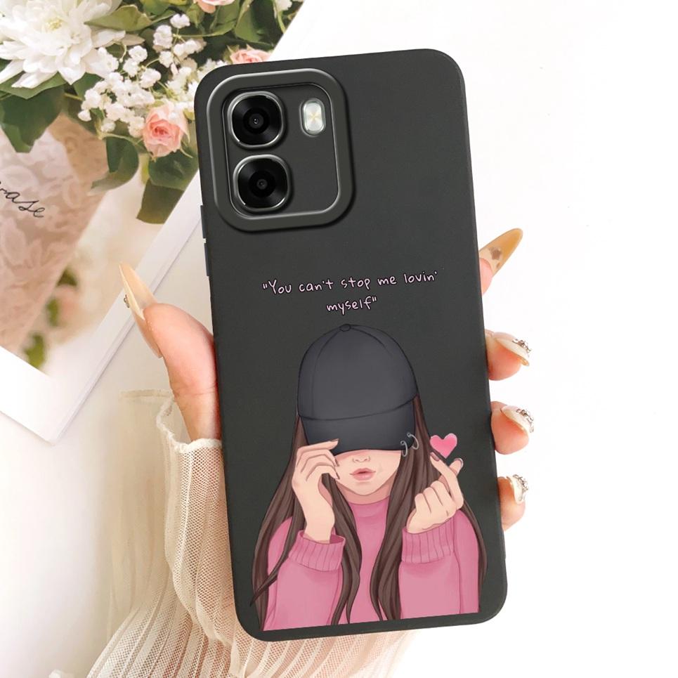 Liquid Silicone Back Cover For Oppo A6 A6x 4G 5G CPH2819 CPH2817 Phone Case Luxury Girly Flower Butterfly Bow Painting Casing