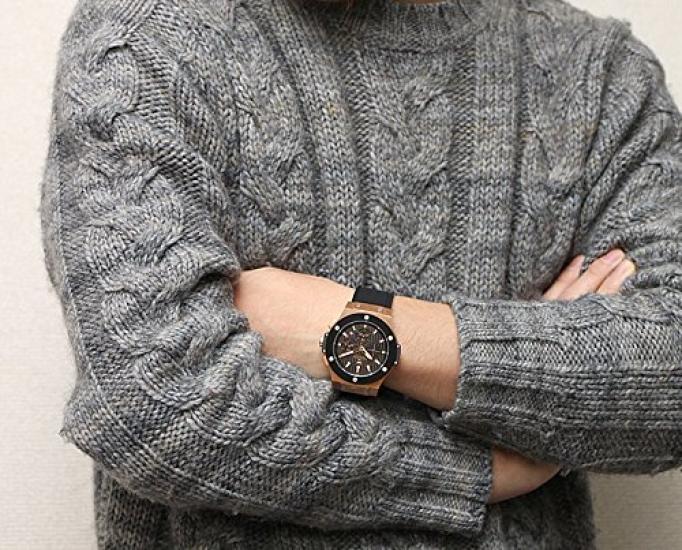 HYAKUICHI 101 100m Water Date Rubber Black No.8 Men's Watch, Resistant, Chronograph, Display, Strap,
