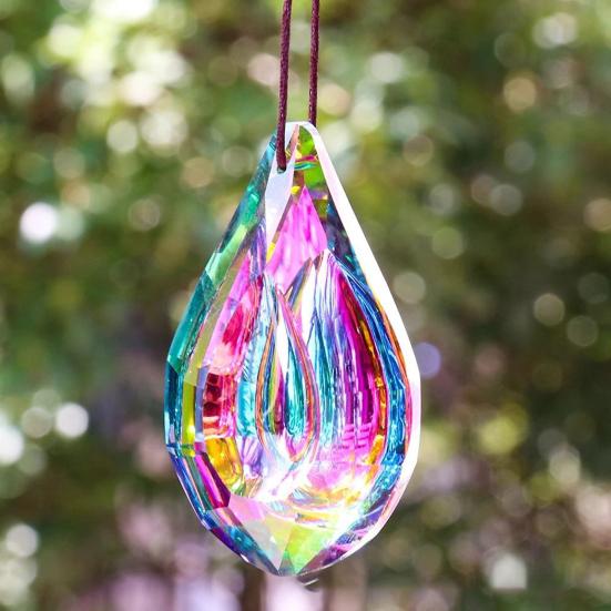 Faux Crystal Prism Sun Catcher Decoration Indoor Outdoor Garden Window Hanging Rainbow Maker Clear Waterdrop Hanging Ornament Pendant