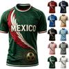 Men's Casual Round Neck Short Sleeve T-Shirt Lightweight Breathable Soccer Print with Mexico Graphic
