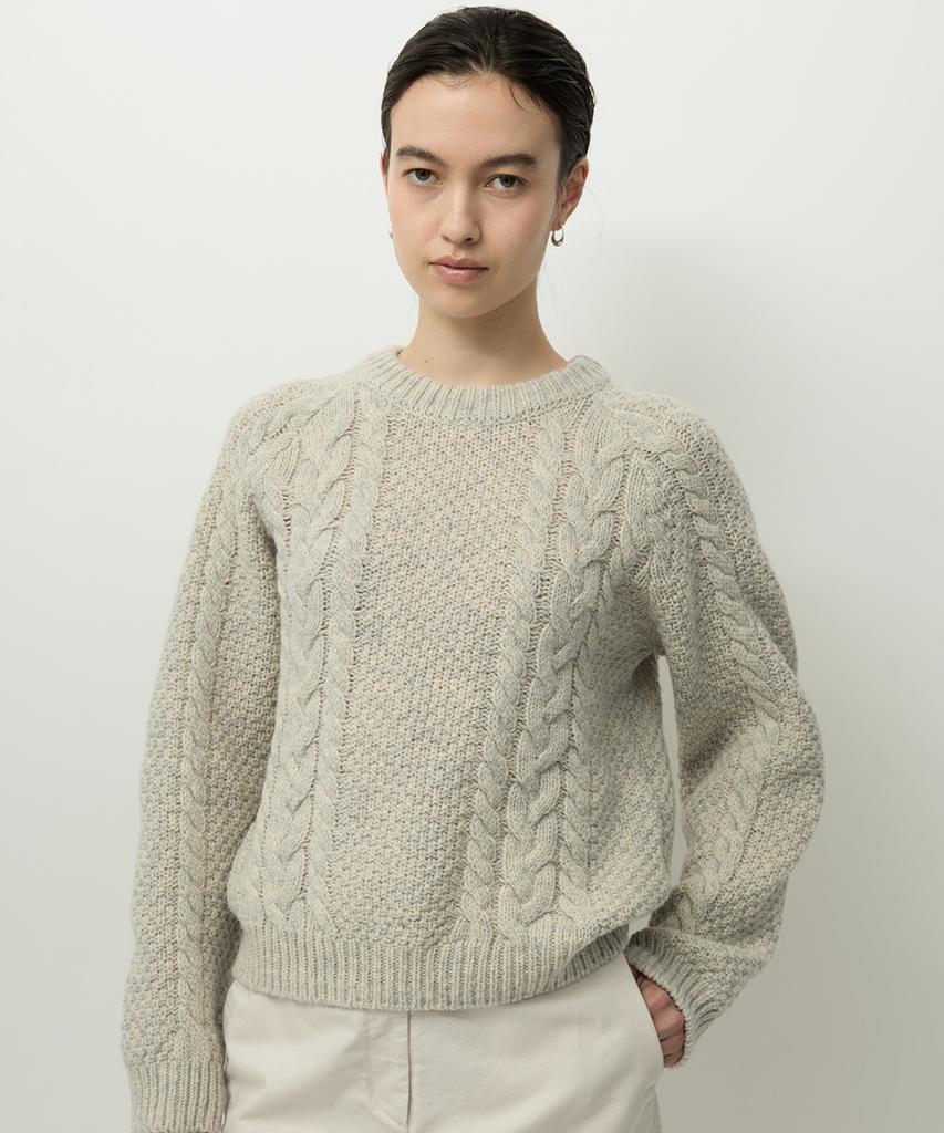 Leopeusaideuhwaiteulabel Shetland Cable Knit Blue Cheese