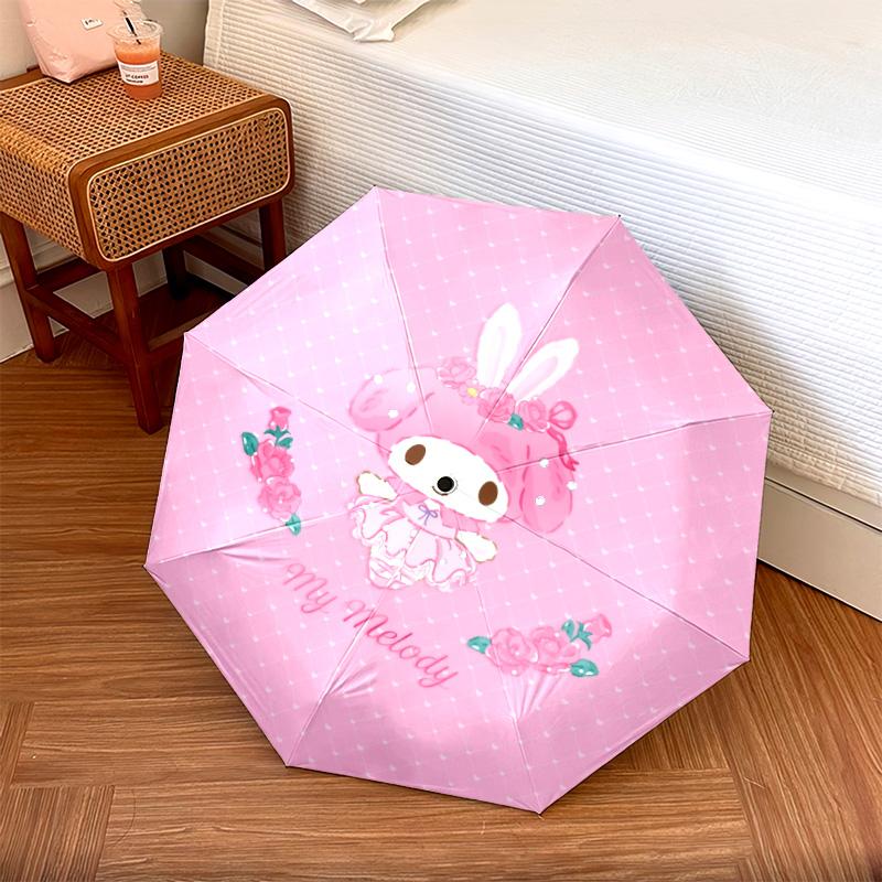 Σχέδιο My Melody, αυτόματο αναδιπλούμενο ομπρέλα, φορητό και αναδιπλούμενο σχέδιο, 8 ακτίνες, ένα χριστουγεννιάτικο ή δώρο γενεθλίων.