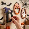Split Wooden Boo Ornaments Halloween BOO for Tabletop Tiered Tray Decor, Thickened Wood Crafts Creative Letter Decorations Festive Holiday Home Party