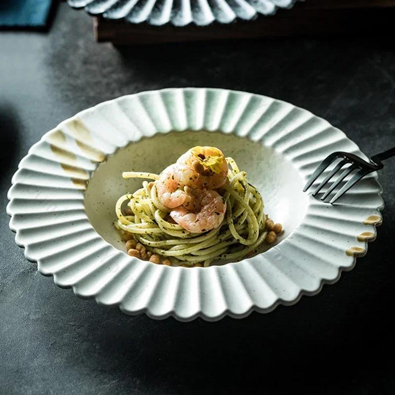 Light Luxury Creative Ceramic Plate Luxurious Restaurant Pasta Plate Household Delicious Dishes Dining Plates Unique Tableware