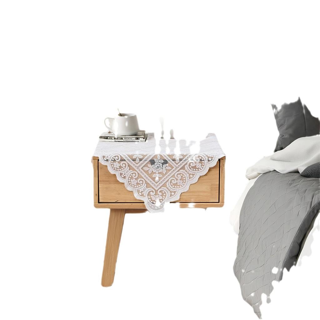 One Antique Embroidered Lace Tablecloth Solid Color Elegant Flower Cut Process Polyester Square Tablecloth100% Polyester