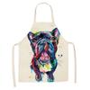 1 Pcs Cotton Linen BullDog Dog Print Kitchen Aprons Unisex Dinner Party Cooking Bib Funny Pinafore Cleaning Apron