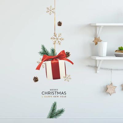 Christmas Gift Pattern Wall Stickers Christmas Festival Decoration Wallpaper Home Decor New Year Decals Glass Window Door Poster