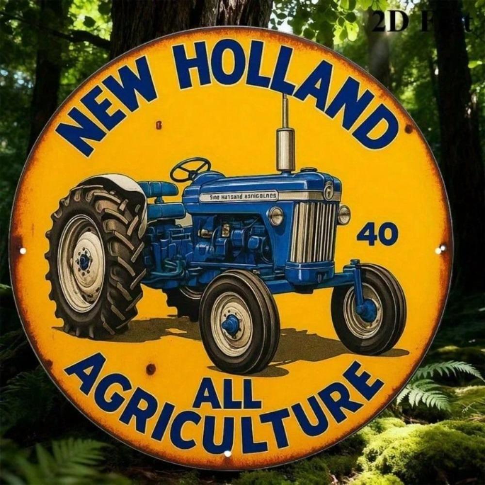 Metallposter Wandkunst Vintage Traktor New Holland Garage Dekor