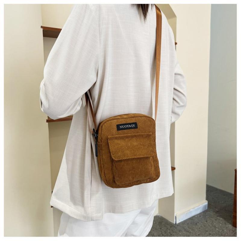 Damen-Schultertaschen aus Cord, gestreifte Stoff-Handtaschen, lässige Tragetasche mit Reißverschluss, Canvas-Umhängetasche, niedliche Einkaufstasche für Damen