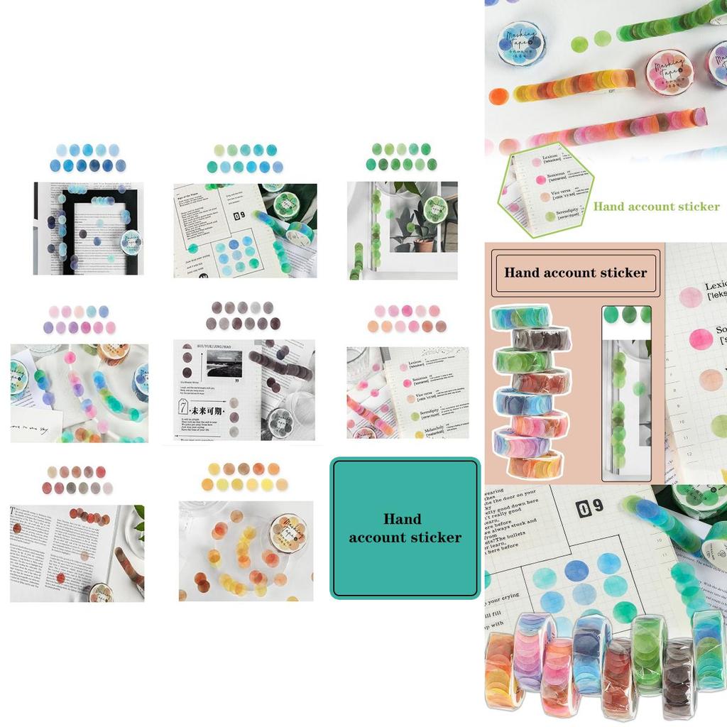 100pcs Washi Tape Round Dot Stickers Unique Gradient Color Designs For Crafting And Journaling